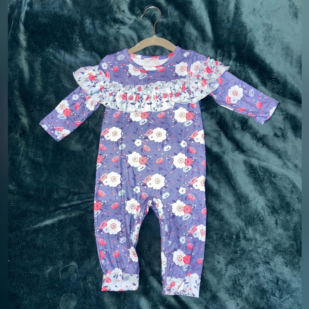 Pete and Lucy Floral Ruffle Baby Romper